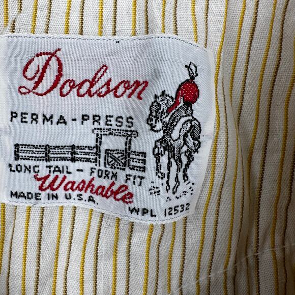 Dodson Men's Pearl Snap Shirt Vintage 60's Long Tail Western Rodeo USA 16 /16.5 - Picture 9 of 11